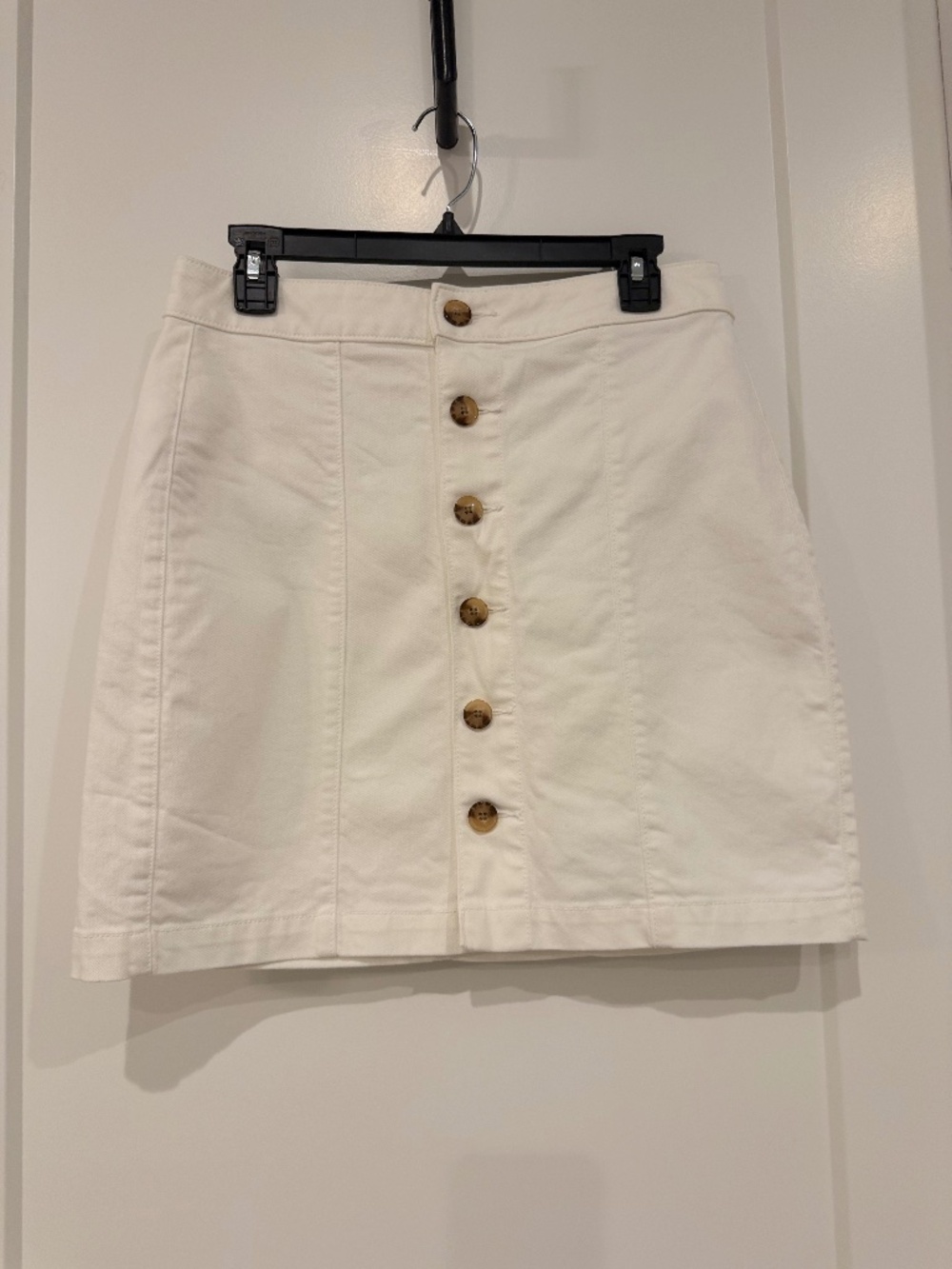 Loft White Denim Skirt 4 with Button Detail